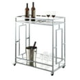 thumbnail image 3 of Convenience Concepts Town Square Chrome Faux Marble Mirrored Bar Cart with Shelf, White Marble/Mirror/Chrome, 3 of 8