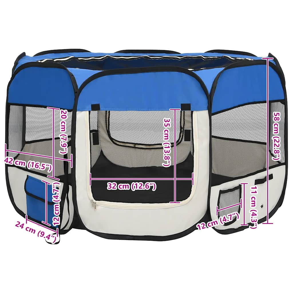 vidaXL Foldable Dog Playpen with Carrying Bag Black 57.1"x57.1"x24"