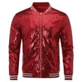 thumbnail image 2 of Cloudstyle Mens Sequins Nightclub Styles Zip up Varsity Baseball Bomber Jacket, 2 of 5