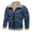 Blue, variant on Men Casual Keep Warm Thicken Long Sleeve Turndown Jacket Zipper Patchwork for Leggings Jeans or Pants