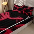 thumbnail image 2 of Erosebridal Geometric Circle Zipper Queen Comforter Set with Fitted Sheet and 2 Pillowcases, Abstract Swirl Line Zipper Bedding Set, Red Black, Black Reversible, 2 of 7