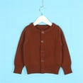 thumbnail image 2 of AUDeals Boys Girls Cardigan, Toddler Kids Crew Neck Button Front Knit Cardigan, Classic Solid Soft Everyday Knitted Sweater Jacket for Boys Girls (Coffee, 12-18 Months), 2 of 6