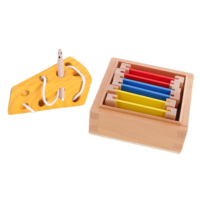 Juguete Montessori de Enlazado con Cuerda y Estuche de Aprendizaje Teprano para Niños Niñas Hugo Juguetes de madera para niños