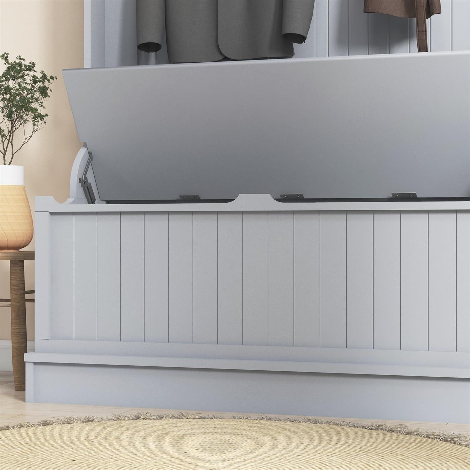 Demi Bonn 70" Hallway Bench with Coat Rack and Shoe Storage, 3-in-1 Entryway Organizer for Home, Storage Hooks and Hall Tree for Convenience, Gray