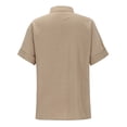 thumbnail image 5 of zttd fashion women's solid linen casual loose short sleeve button shirt, 5 of 8