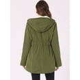 thumbnail image 4 of DARING DIVA Women's Parka Drawstring Waist with Faux Fur Hooded Coats XS Army Green, 4 of 6