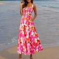 thumbnail image 2 of Taqqpue Women's Summer Dresses Sleeveless Boho Floral Maxi Dress Square Neck Smocked Tiered A Line Dresses Causal Floral Holiday Dress Summer Long Beach Sundress, 2 of 8