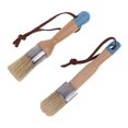 thumbnail image 1 of 2 piezas de brochas de cera de pintura de tiza redonda y plana con mango de madera ergonómico, cepillos de cerdas naturales, herramienta de encerado para pintura de muebles Feliz Sencillez, 1 of 5