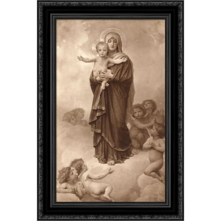 Our Lady Angels - Our Lady of the Angels 17x24 Black Ornate Wood Framed Canvas Art by Bouguereau, William Adolphe