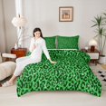 thumbnail image 4 of Feelyou Green Leopard Print Full Size Comforter Sets, Modern Fashion Polkadots Bedding Comforter Set, Cheetah Wildlife Reversible Bedding Sets, Microfiber Bedroom Decor, 3 Pieces, 4 of 8