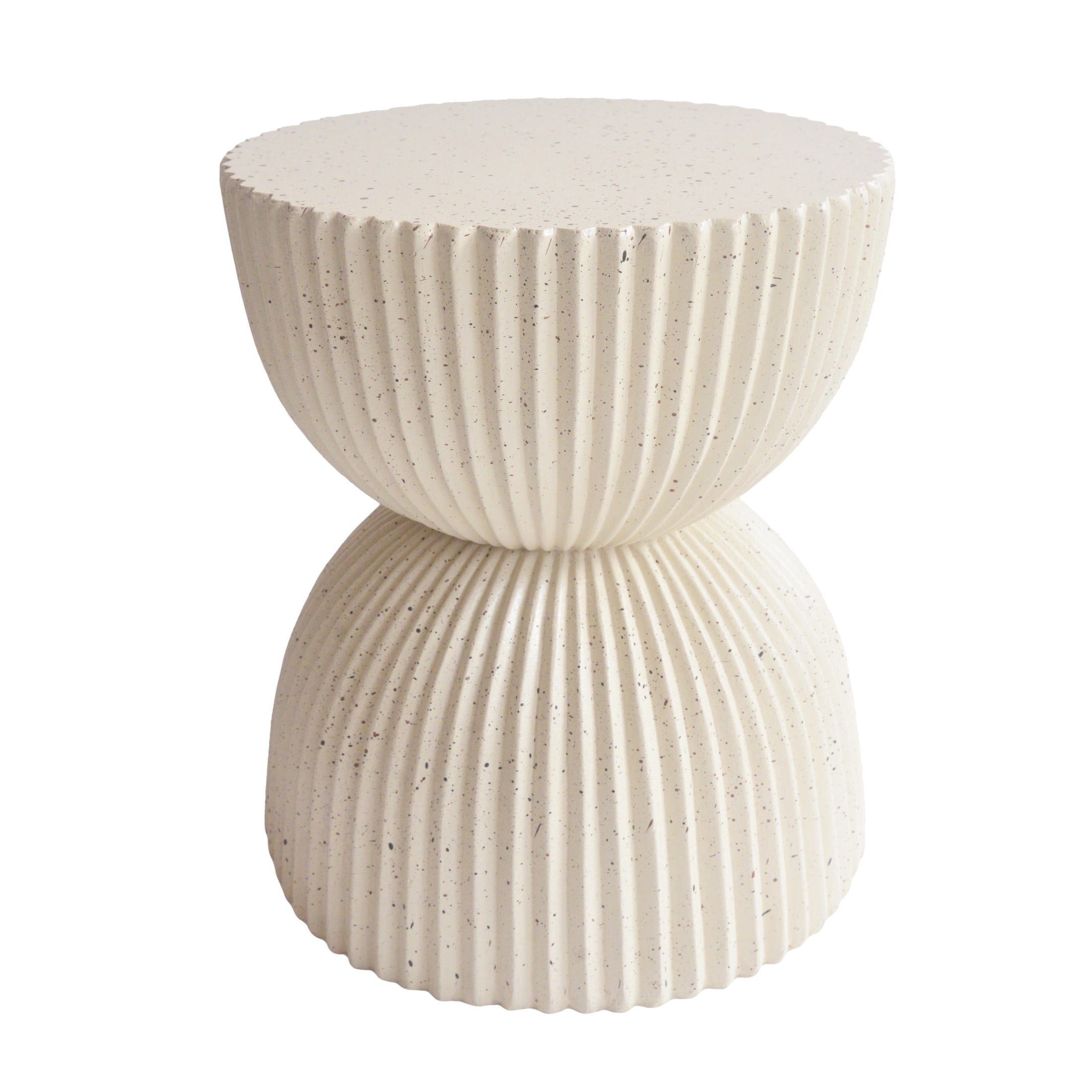 Christopher Knight Home 15.35" Modern Ribbed Hourglass MGO Side Table, Outdoor Indoor Use, Beige