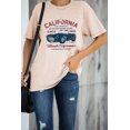 thumbnail image 3 of ABPHQTO Camiseta estampada con estampado de letras y camionetas informal rosa para mujer, 3 of 5