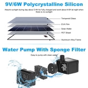 JelyHT 6W Solar Bird Bath Fountain 3-Tier Waterfall Pump with LED Lights Battery Backup for Patio Yard Garden Pond