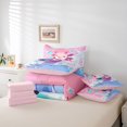 thumbnail image 6 of Manfei Pastel Axolotl Pattern 7-Piece Twin Bedding,3D Print Salamander Bedding Comforter Set,Pink Reversible, 6 of 7