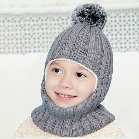 Baby Boys Girls Winter Knit Hat Scarf Earflap Set 2 in 1 Boys Girls Warm Windproof Knit Hat Cap for Christmas Gift Toddler Winter Beanie