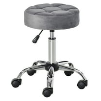 HOMCOM Round Salon Stool Height Adjustable, Hydraulic Rolling Swivel Stool with Wheels, Massage Vanity Chair Home Office, Grey
