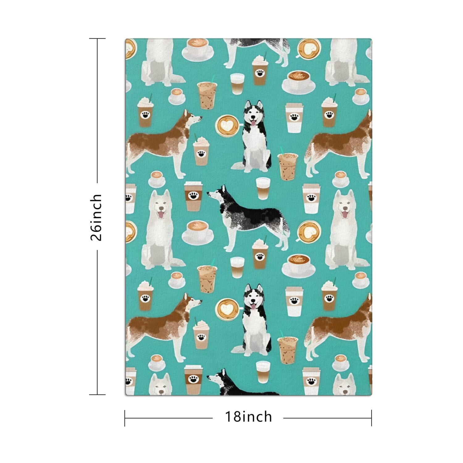 4 Pcs Funny Kitchen Towels,Husky and Coffee Microfiber Dish Towels,Kitchen Tea Towels,Kitchen Towel Set (18" X 26")
