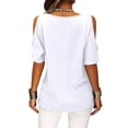 thumbnail image 5 of White Women's Short Sleeve T-shirt, Womens Summer Tops V Neck Short Sleeve Basic Plain Tee T Shirt,Women's Short sleeve T-shirt XL, 5 of 5