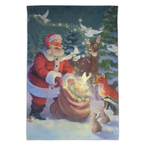 Christmas Holiday Santa Magic Peace Doves Garden Yard Flag