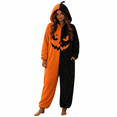 thumbnail image 3 of Orange Unisex Cosplay Pajamas Polyester Jack O Lantern Halloween Jumpsuit Costume - Hooded One Piece Cosplay Suit for Women and Men M, 3 of 5