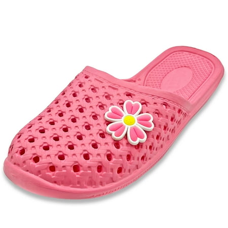 

LAVRA Women s Slip on Mule Jelly Black Slide Sandals with Flower Decal
