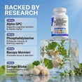thumbnail image 3 of Brain Supplement Alpha GPC 300mg Phosphatidylserine Bacopa Monnieri Ginkgo Biloba Lions Mane Huperzine A L-Theanine NAC Nootropic Memory Focus Cognitive Support Vitamins B C D E 60 Capsules USA, 3 of 9