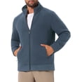 thumbnail image 4 of Chaqueta de felpa inspiradora para hombres, abrigo de invierno, con cuello alto, cremallera, suave, en color gris, 4 of 5