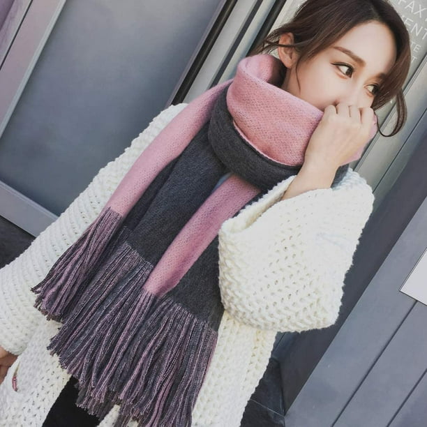 Fall Winter Thick Warm Plaid Scarfs for Women Cold Weather Long Blanket  Scarf Big Grid Shawl Wrap