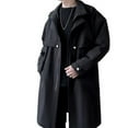 thumbnail image 4 of Clearance 2024! AIEOTT Winter Trench Coat for Men Big and Tall Wool Coat Long Pea Coat Notch Collar Cardigan Button Down Trench Coat, 4 of 9