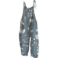 thumbnail image 2 of Linen Pants Women, Red Boho Floral Jumpsuits Sleeveless Spaghetti Strap Baggy Romper Wide Leg Overalls with Pockets, Wide Leg Pants Woman, M, Palazzo Pants for Women, S-5XL, Boho Pants for Women, 2 of 4