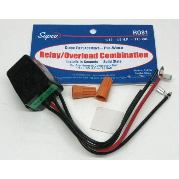 Supco R081 SUPCO Refrigerator Relay Overload for1/12 - 1/5 hp ...