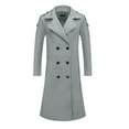 thumbnail image 1 of Unique Bargains Men's Winter Pea Coat Notch Lapel Double Breasted Solid Color Overcoat Gray S, 1 of 6