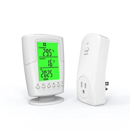 Smart Programmable Wireless Remote Thermostat + Plug in Socket Heating Cooling Program Temperature Controller--AC110V-120V