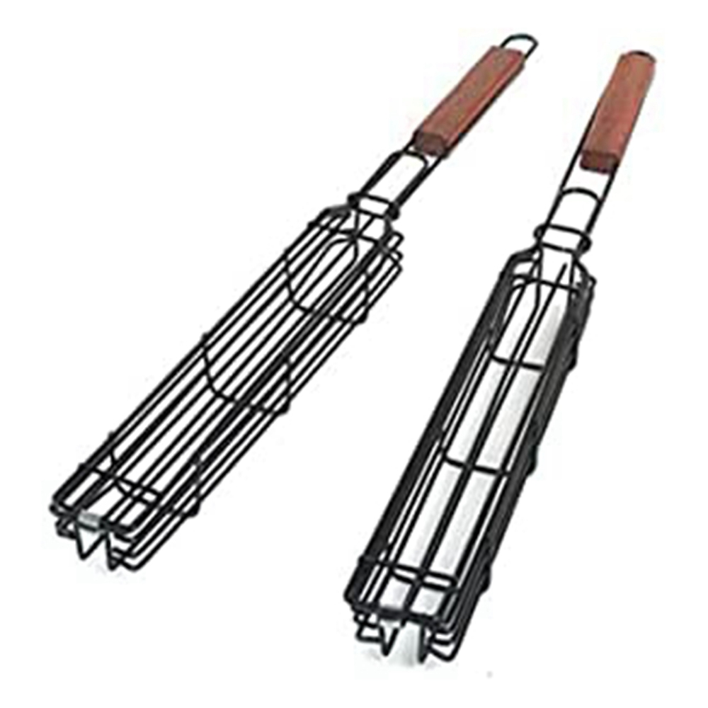 Tiabiaya 2Pcs NonStick Single Kabob Baskets,Grilling Basket and Smoker