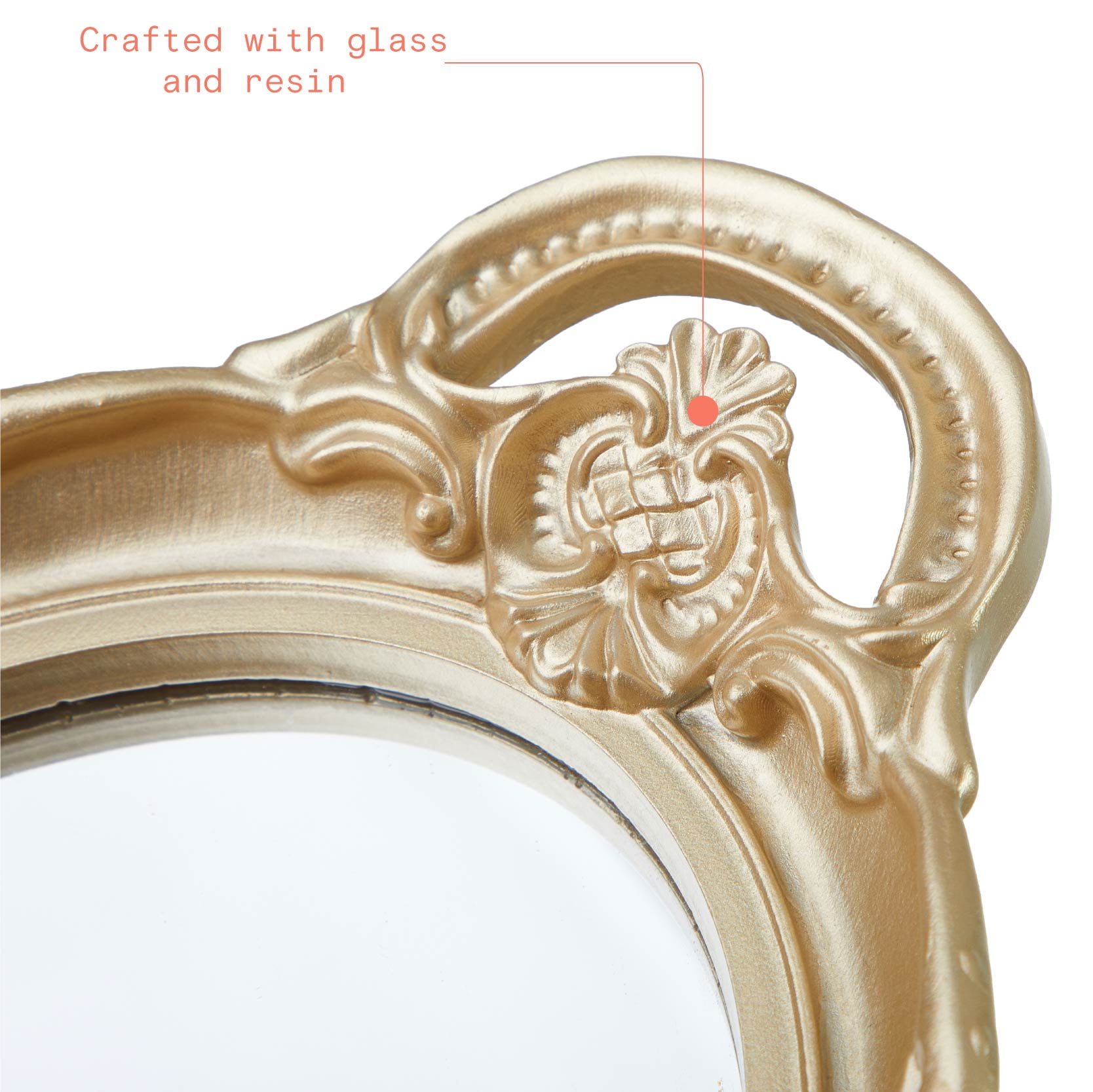 Beautiful Ornate Gold Framed Mirror Tray by Drew Barrymore, 13" x 8"