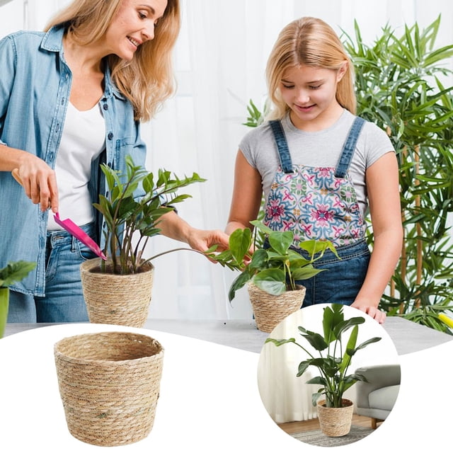 YWIYIUD 1PC Lightweight Handwoven PlanterBasket Durable and Portable Planter Containers Indoor Planter Decorative Suitable for Kitchen Home Hotel Outdoor Picnic