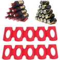thumbnail image 1 of YancLife 2 soportes para botellas de refrigerador, estante plegable de silicona para botellas, soporte para cerveza, soporte para botellas de refrescos, organizador de vino, ayuda para apilar botellas y latas, capacidad para 15 botellas (rojo) JM Cocina, Decoración y Otros, 1 of 5