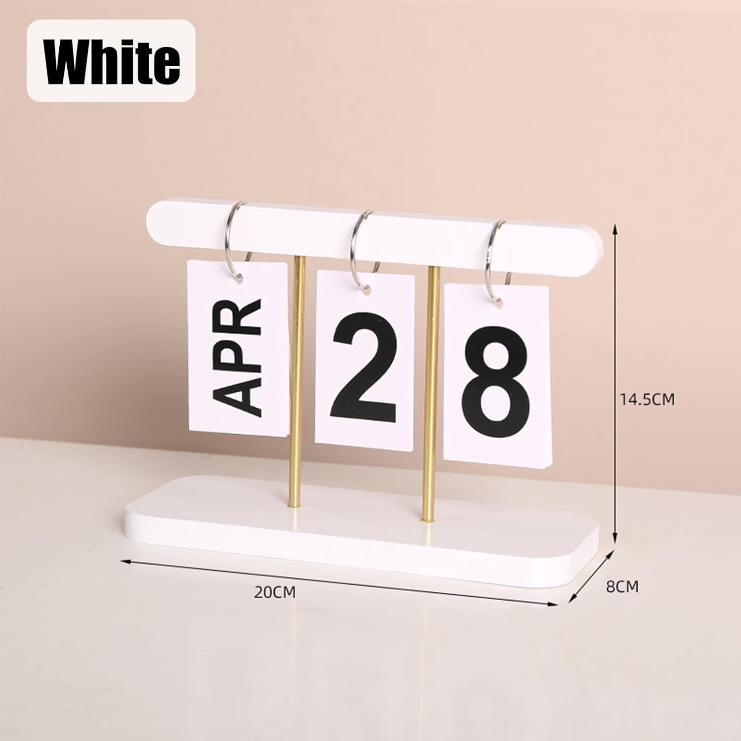Perpetual Daily Flip Calendar for Desk Reusable Office Desktop Decor Home Accessories Photography Props (White) (TZL-calendar)