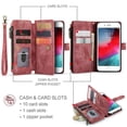 thumbnail image 5 of JTCASES for iPhone 7/8/SE Wallet Case with Zipper Purse Card Holders Flip Stand Wrist Strap Magnetic Closure PU Leather Anti-scracth Support Wireless Charging Drop Resistant Business Shell, Red, 5 of 10