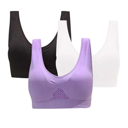 

Hinvhai 3-Pack Women Sports Bra without Wire Free Support Yoga Running Vest Underwears On Clearance Multicolor 16(XXXXL)