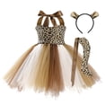 thumbnail image 2 of EnJoCho Girls Jungle Animal Dress with Ears Headband & Tail Accessories for Halloween Birthday Par𝗍y 3pcs Set 5-6 Years, 2 of 6