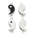 thumbnail image 2 of Alloy Enamel Links Connectors Yin Yang Black & White Platinum 22x10x1mm Hole: 1.8mm DIY, 2 of 4