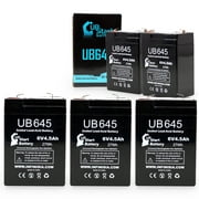 5x Pack - Compatible Advanced Power Systems APS46 Battery - Replacement UB645 Universal Sealed Lead Acid Battery (6V, 4.5Ah, 4500mAh, F1 Terminal, AGM, SLA) - Includes 10 F1 to F2 Terminal Adapters