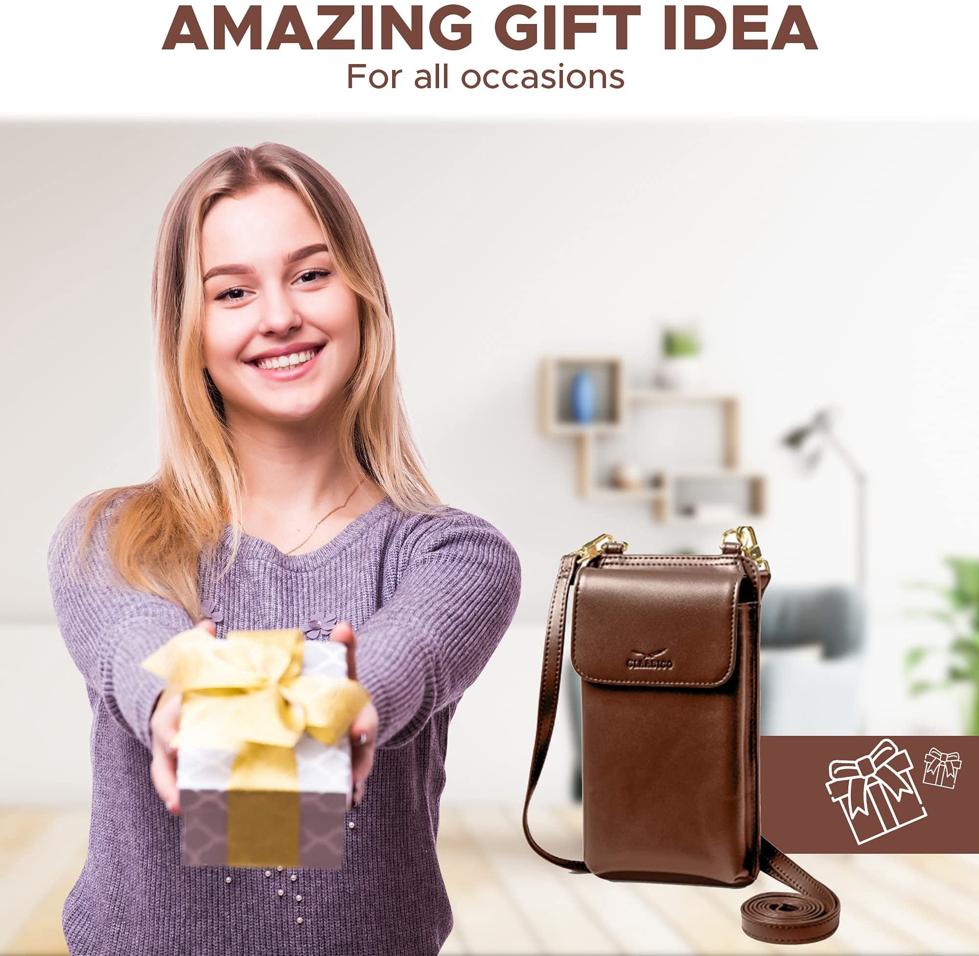 Claasico Womens Crossbody Wallet & Phone Case | iPhone/Samsung/LG Magnet Cell Pouch & Handbag