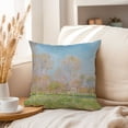 thumbnail image 3 of Ethan Taylor Landscape and Nature Throw Pillow Soft Cushion Cover 'Claude Monet - Spring in Giverny Nature Flower Fields' Classic Decorative Square Accent Pillow Case, 16x16 Inches, Blue, Green, 3 of 5