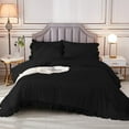 thumbnail image 5 of 1 Piece Luxury Vintage Ruffle Pattern Comforter By D.N.G. BEDDINGS Premium Super Soft, All Season, 800 Thread Count 100% Egyptian Cotton Super King Size Black Color, 5 of 8