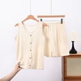 thumbnail image 2 of Bovxnpu Womens Pajama Set Crew Neck Sleeveless Button Tank Pocket Sleepwear, 2 of 5