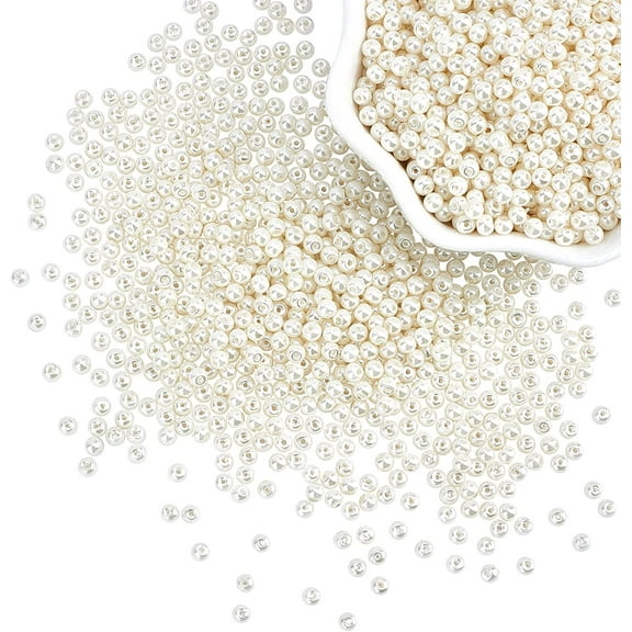 2300pcs Glass Pearl Bead 3mm Tiny Spacer Beads Round Loose Beads Pearl Imitation Beads