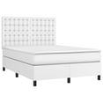 thumbnail image 5 of vidaXL Box Spring Bed with Mattress&LED White 53.9"x74.8" Full Faux Leather, 5 of 6