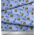 thumbnail image 3 of Soimoi Blue Velvet Fabric Palm Tree & Girl Holiday Printed Fabric 1 Yard 58 Inch Wide, 3 of 3